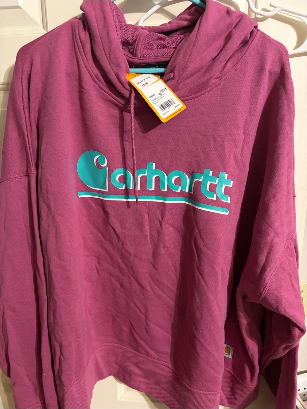 Carhartt Women's Magenta Cowl Pullover with Teal Logo